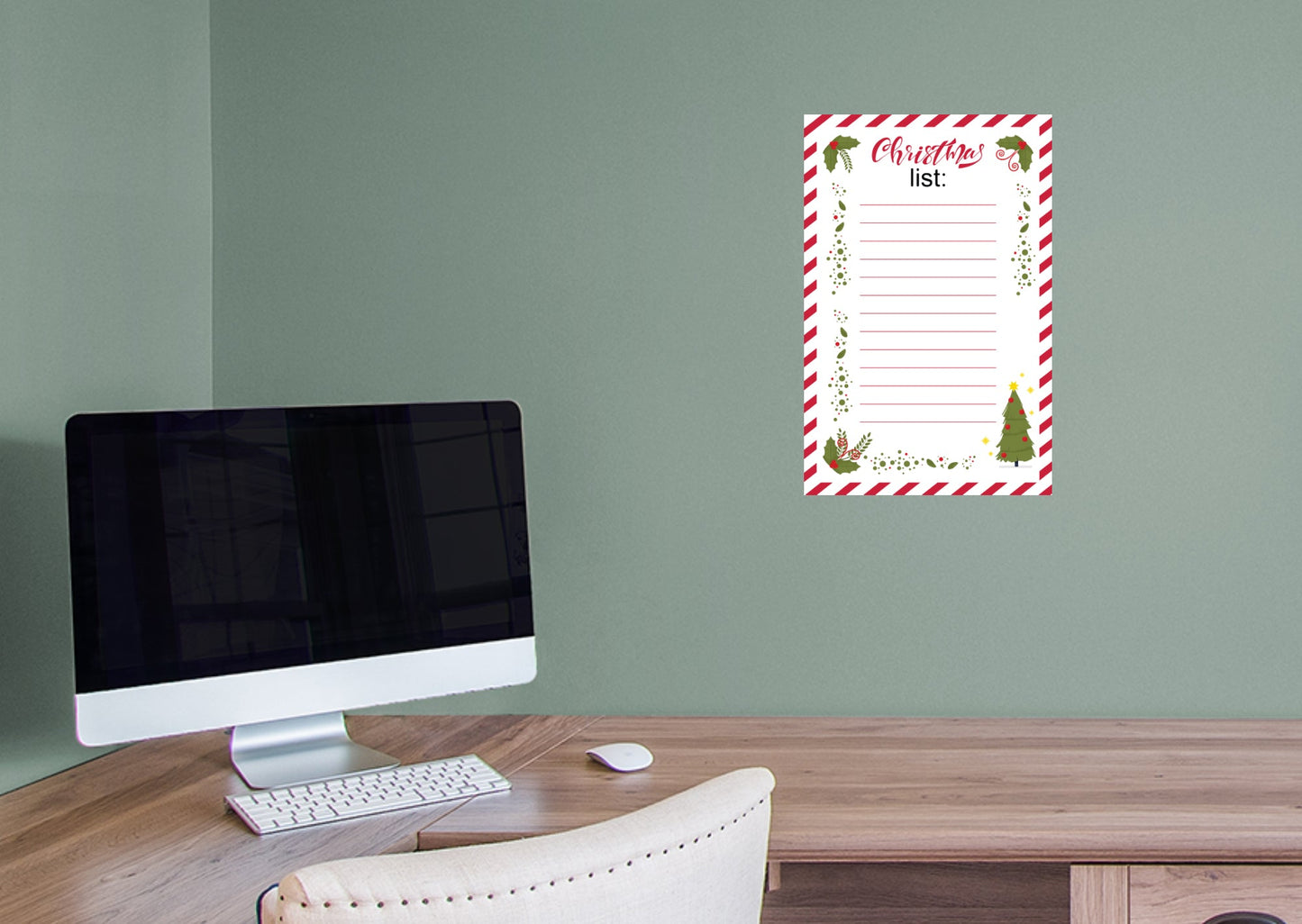 Christmas: Cute Tree Dry Erase - Removable Adhesive Decal