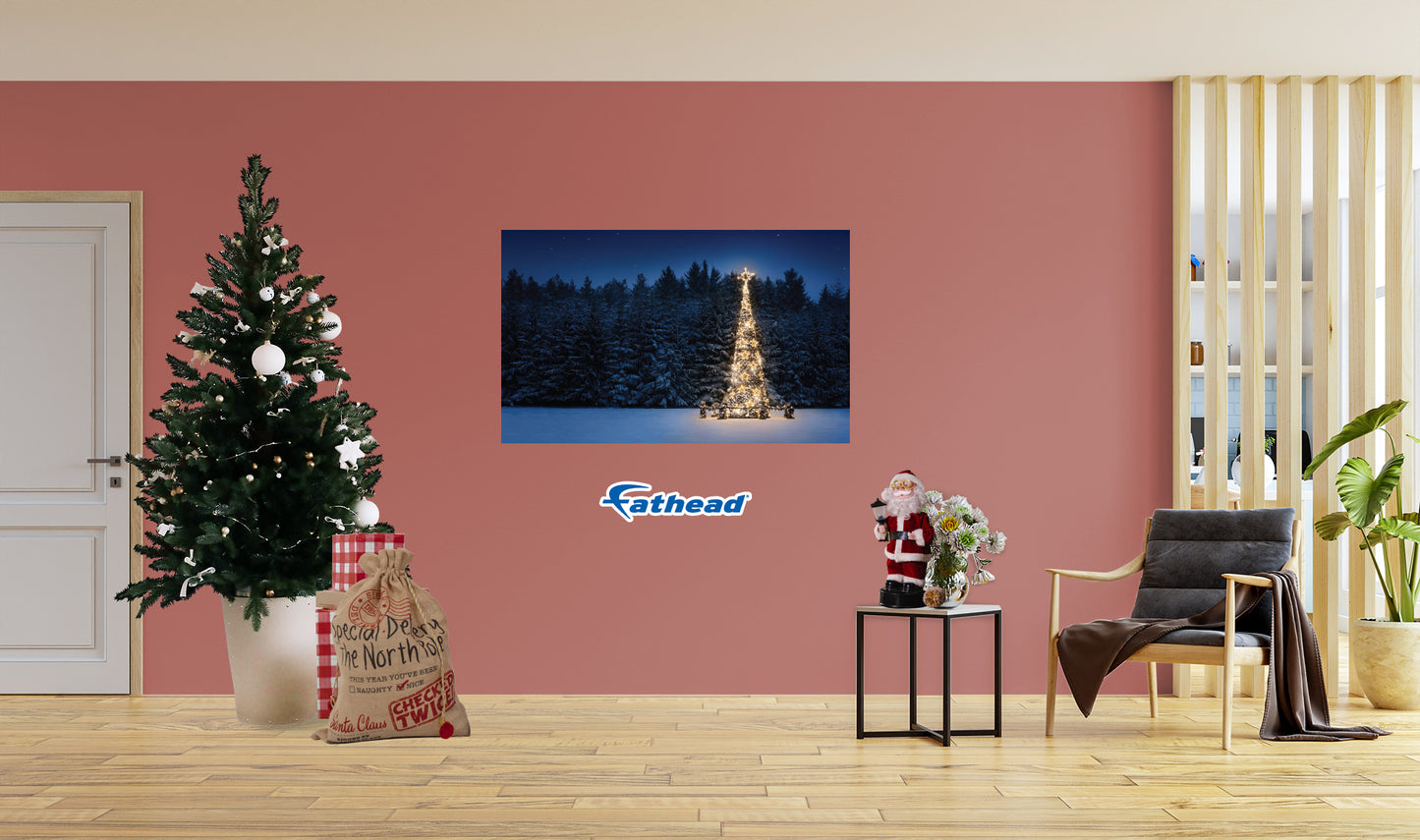 Christmas:  Tall Tree Poster        -   Removable     Adhesive Decal