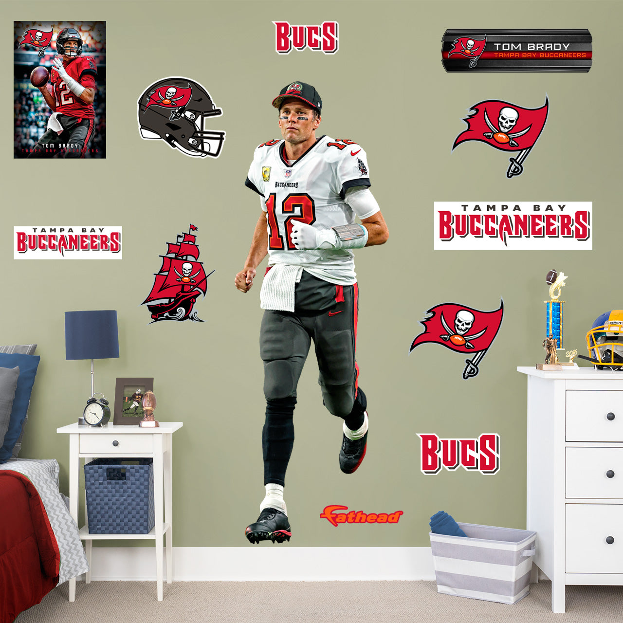 Tampa Bay Buccaneers: Tom Brady 2022 Game Face        - Officially Licensed NFL Removable     Adhesive Decal