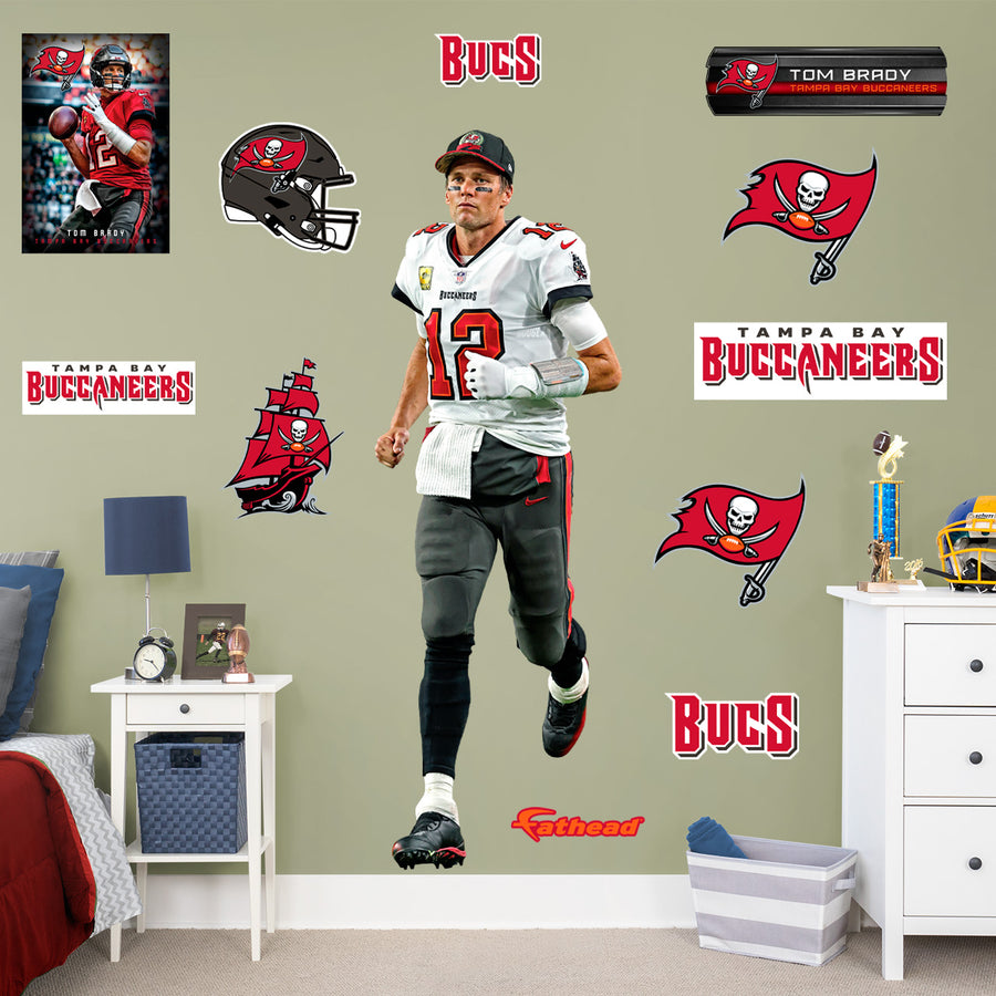 Tom Brady - RealBig Game Face Collection - Official NFL - Tampa Bay Buccaneers - Reusable Vinyl Wall Decals