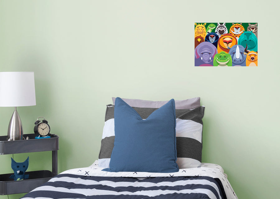 Jungle:  Faces Mural        -   Removable Wall   Adhesive Decal