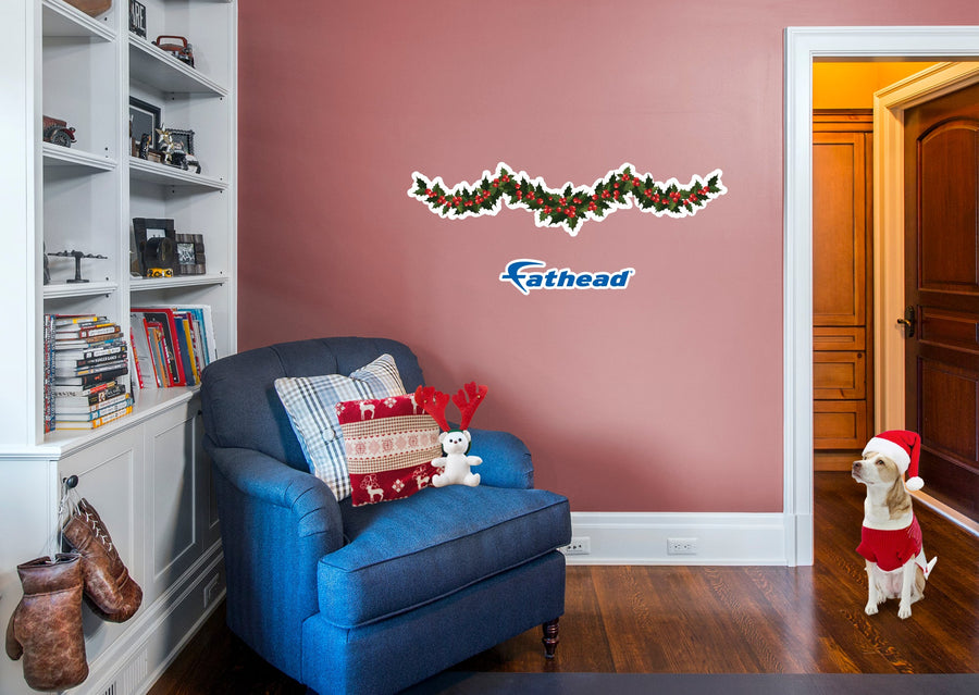 Christmas: Only Holly Leaves Icon - Removable Adhesive Decal