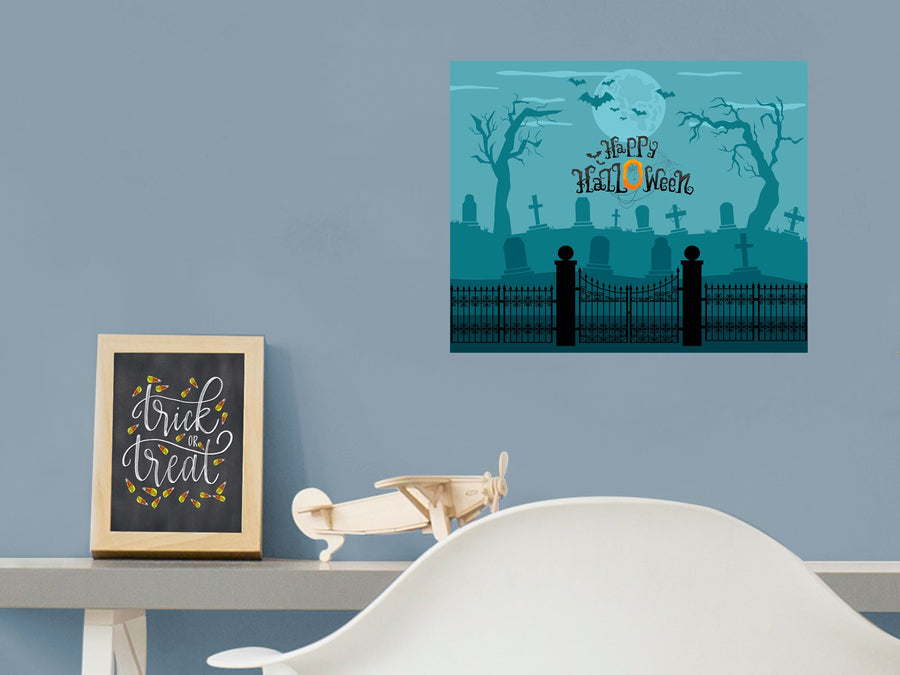 Halloween:  Cemetery Mural        -   Removable Wall   Adhesive Decal