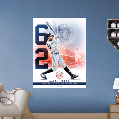 New York Yankees: Aaron Judge  American League Home Run Record Poster        - Officially Licensed MLB Removable     Adhesive Decal