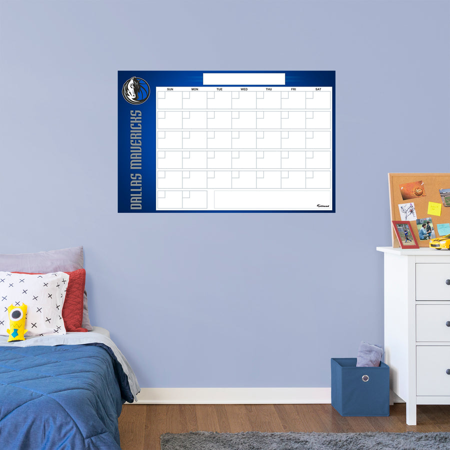 Dallas Mavericks - Dry Erase Calendar - Official NBA - Reusable Vinyl Wall Decal