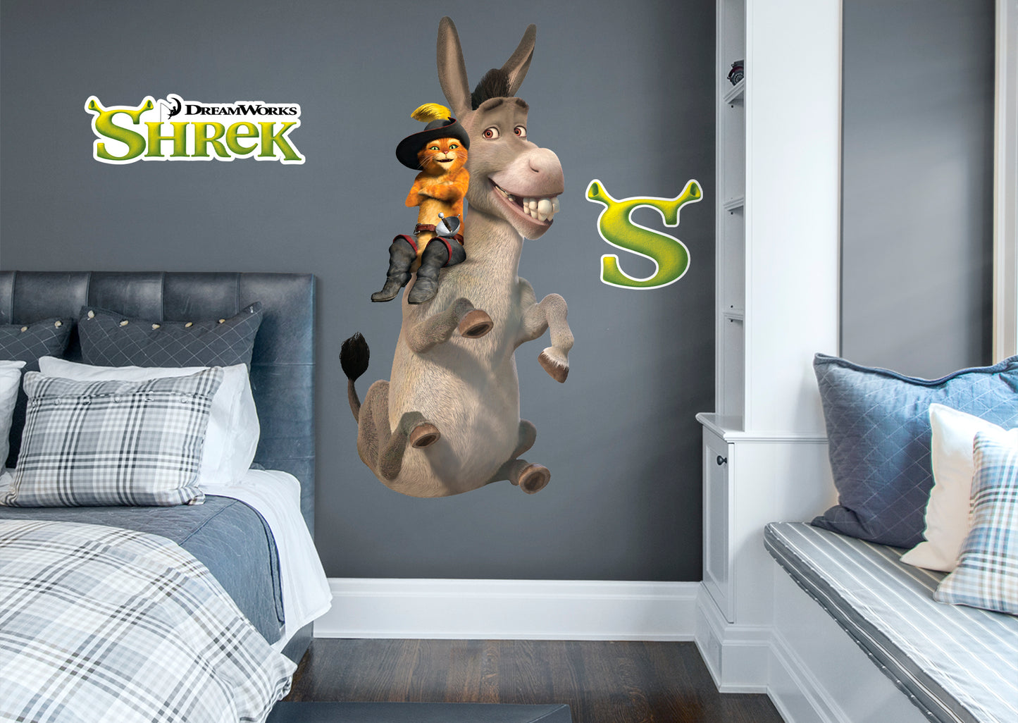 Shrek:  Puss on Donkey's Shoulder RealBig        - Officially Licensed NBC Universal Removable     Adhesive Decal
