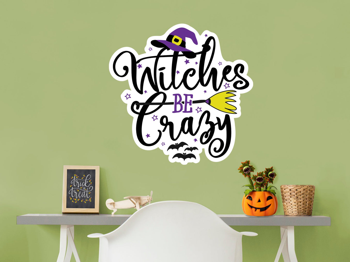 Halloween:  Witches be Crazy Icon        -   Removable Wall   Adhesive Decal