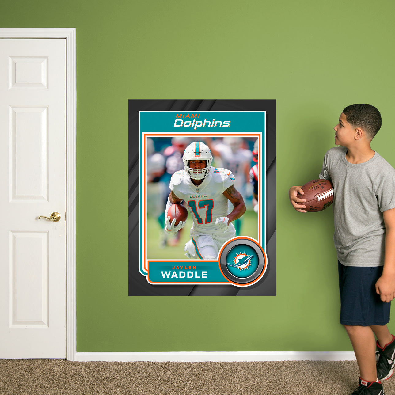 Jaylen Waddle Miami Dolphins Homage Caricature Player Tri-Blend