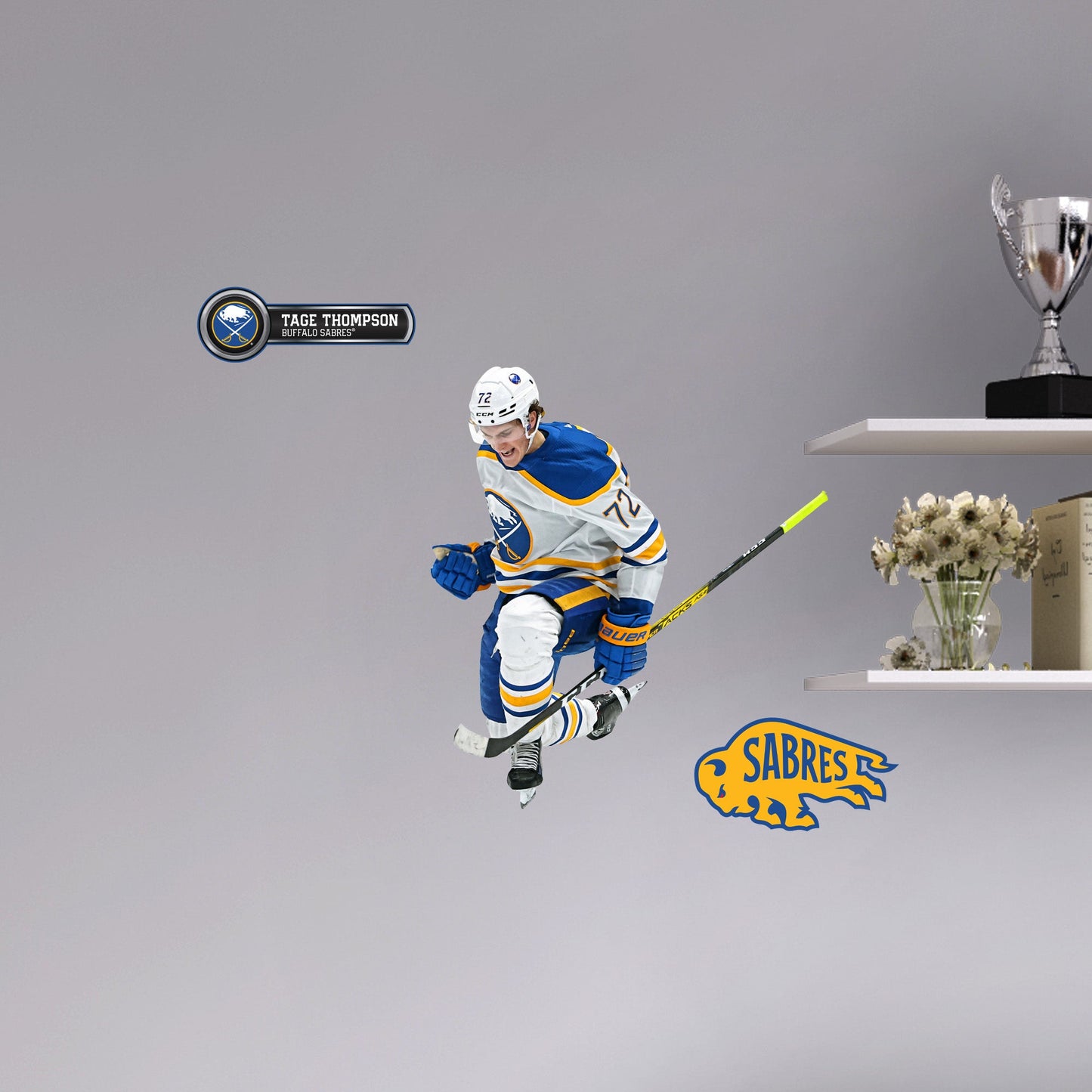 Buffalo Sabres: Tage Thompson Celebration - Officially Licensed NHL Removable Adhesive Decal