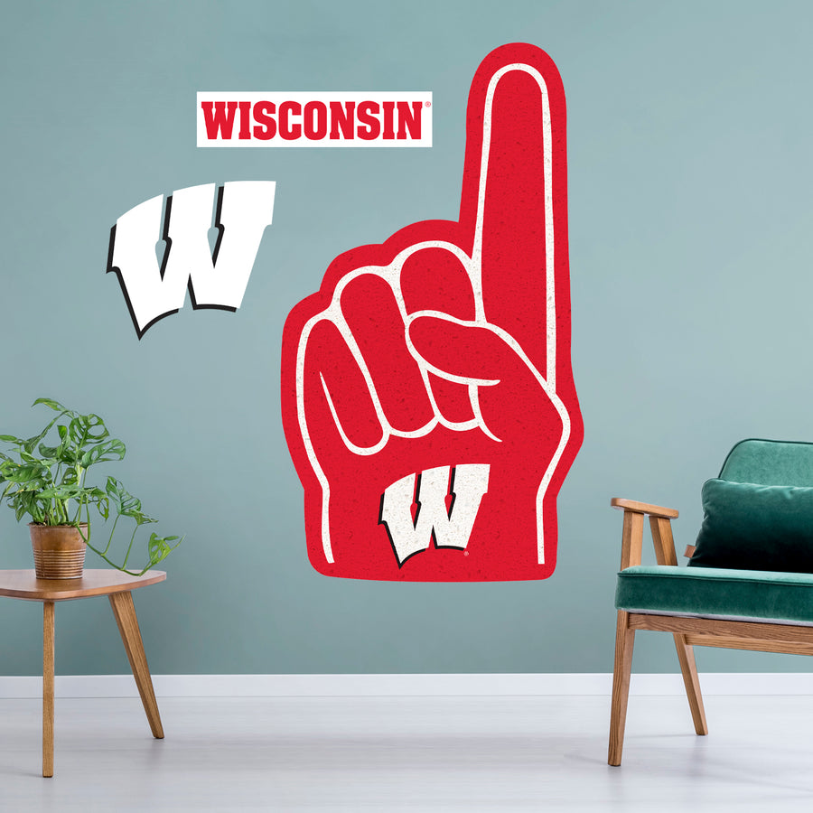 Wisconsin Badgers - RealBig Foam Finger Collection - Official NCAA - Reusable Vinyl Wall Decals