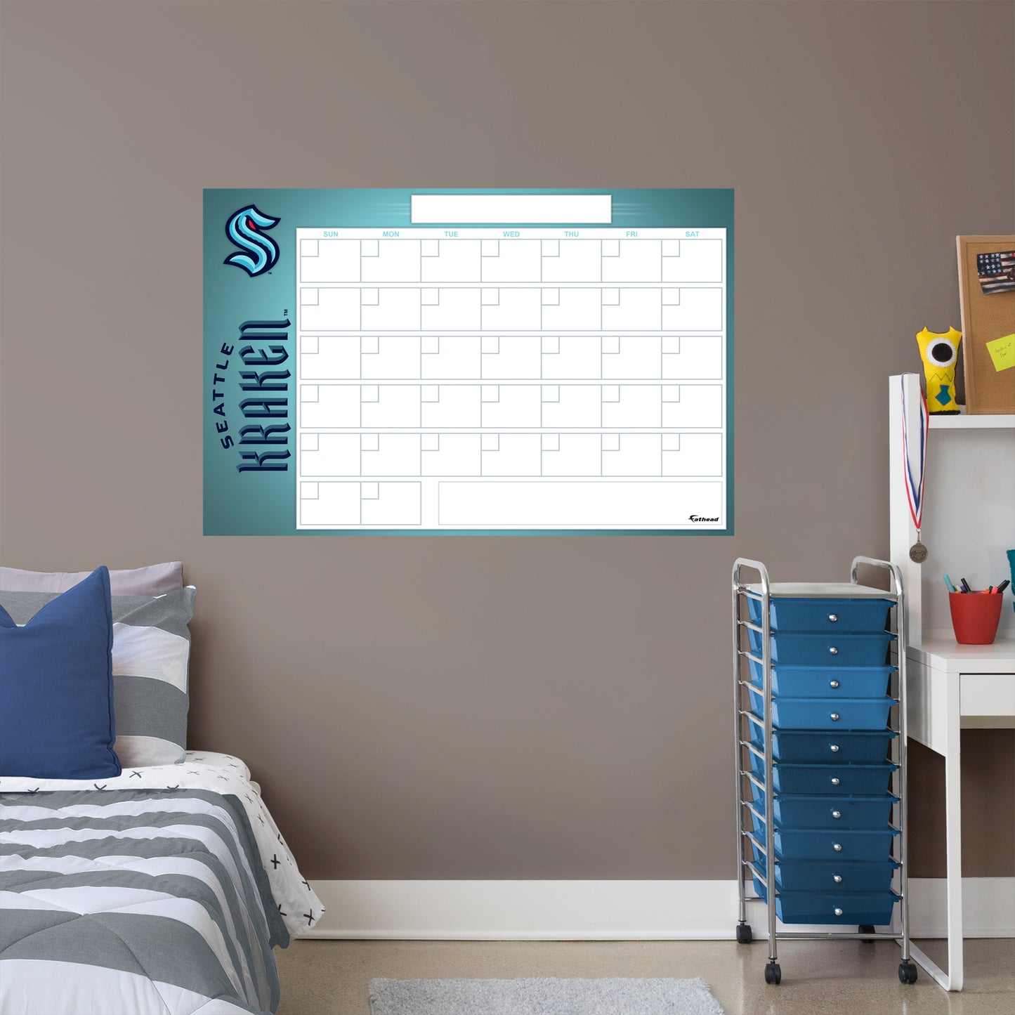 Seattle Kraken Dry Erase Calendar  - Officially Licensed NHL Removable Wall Decal