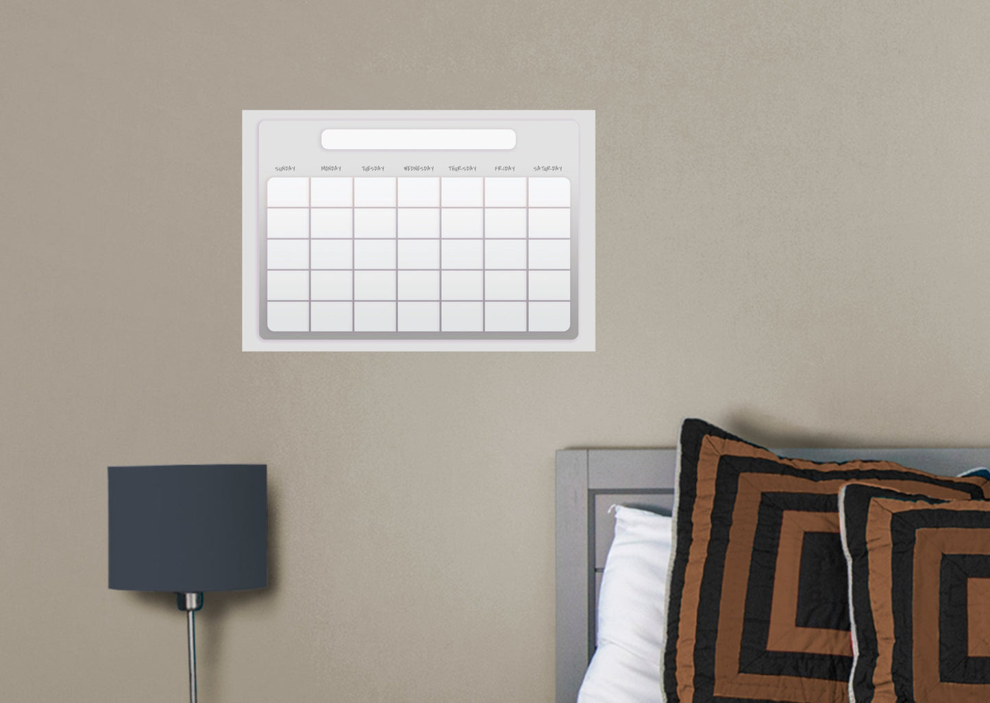 Calendars: Grey One Month Calendar Dry Erase - Removable Adhesive Decal