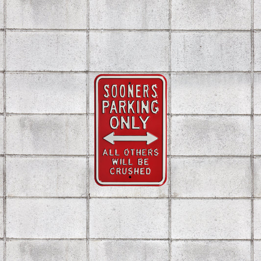 Oklahoma Sooners: Crushed Parking - Officially Licensed Metal Street Sign