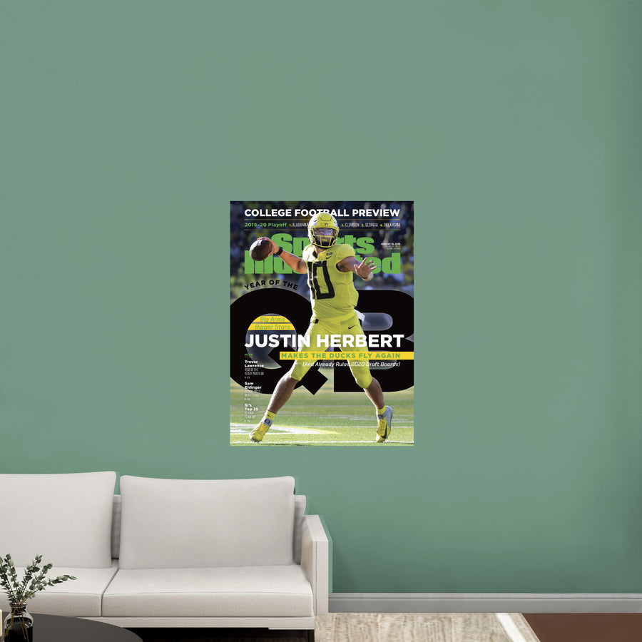 Justin Herbert - August 2019 Sports Illustrated Cover - Peel & Stick Poster - Official NCAA - Oregon Ducks - Reusable Vinyl Wall Decal