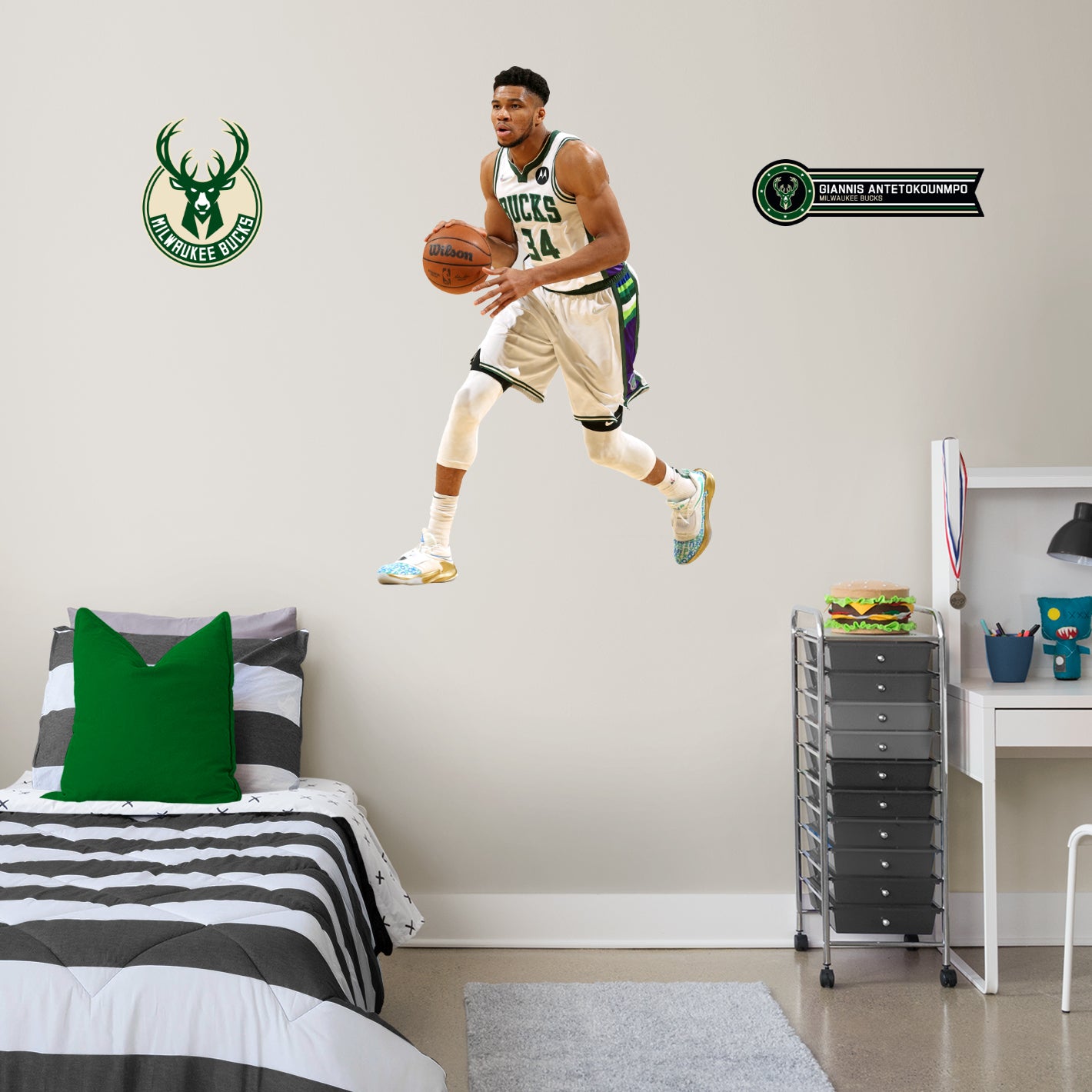 Milwaukee Bucks: Giannis Antetokounmpo City Jersey - Officially Licensed NBA Removable Adhesive Decal