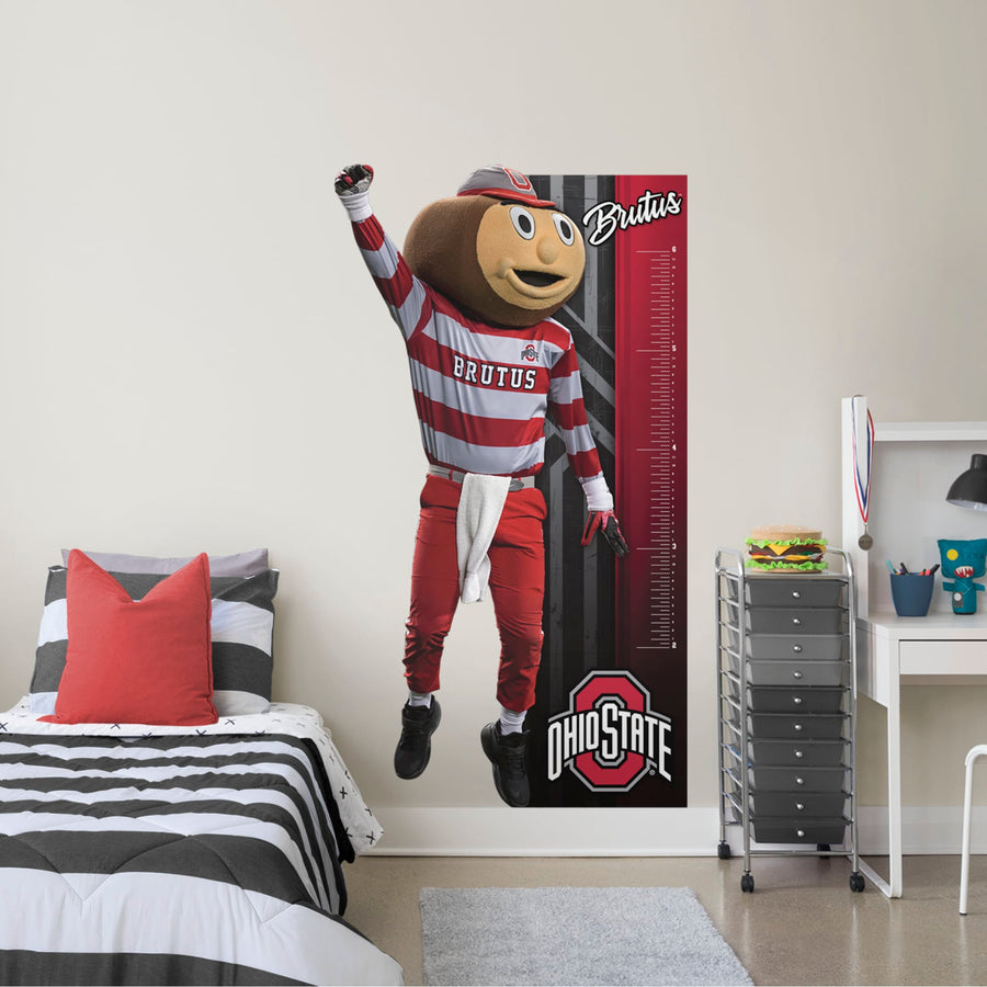 Brutus Buckeye Mascot - Growth Chart - Official NCAA - Ohio State Buckeyes - Reusable Vinyl Wall Decal