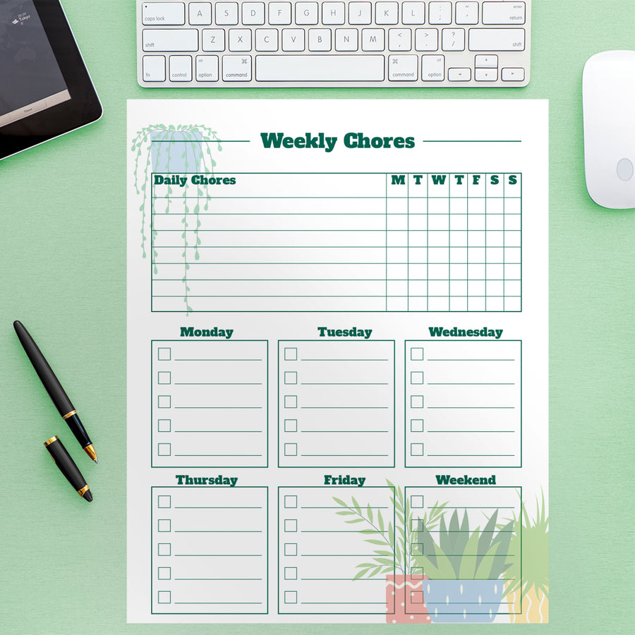 Dry Erase Checklist Plants 8  - Removable Wall Decal