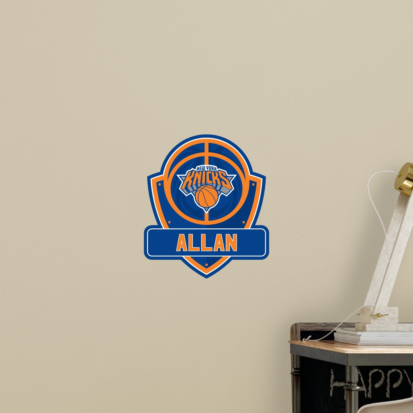 New York Knicks: Badge Personalized Name - Officially Licensed NBA Removable Adhesive Decal