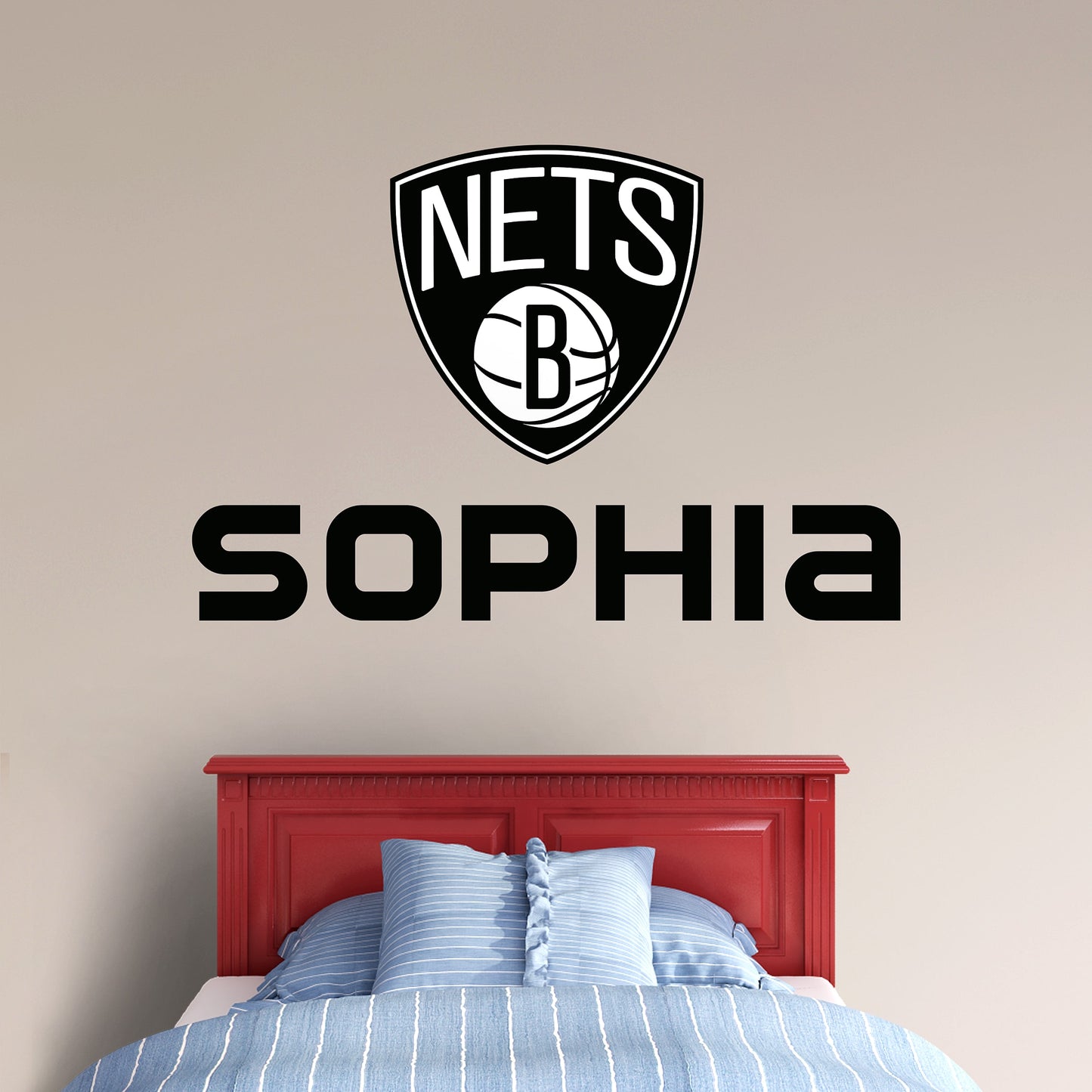 Brooklyn Nets - Stacked Logo - With Personalized Name - Official NBA - â Fathead