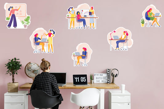 Women in Business Work Scenes Collection  - Removable Wall Decal