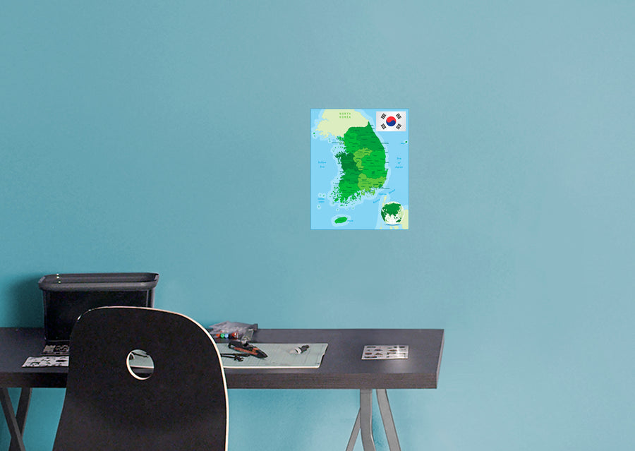 Maps of Asia: South Korea Mural        -   Removable Wall   Adhesive Decal