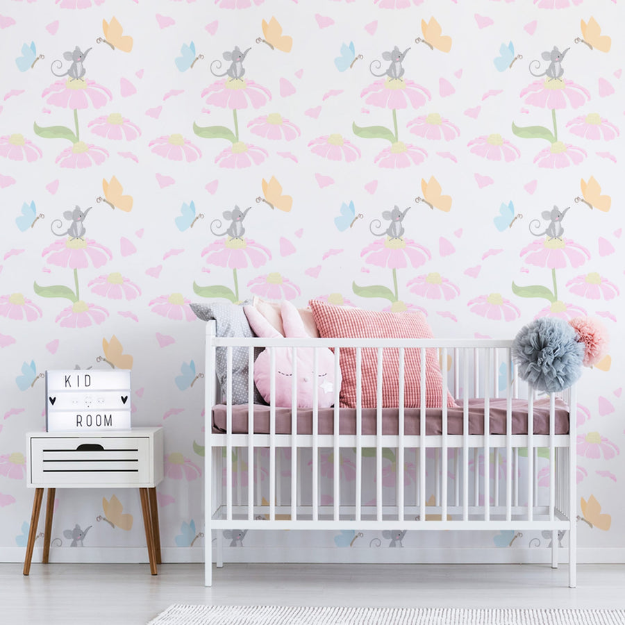 Friends In Flight (Pink) - Peel & Stick Wallpaper
