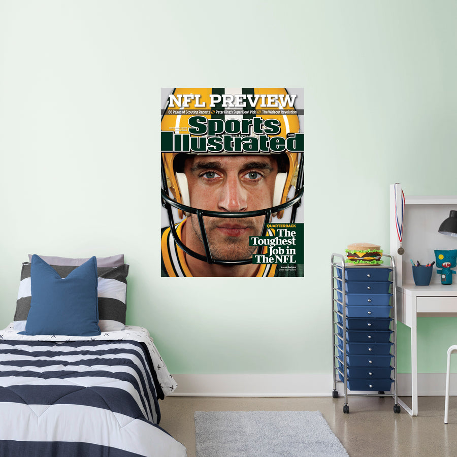 Aaron Rodgers - September 2009 Sports Illustrated Cover - Peel & Stick Poster - Official NFL - Green Bay Packers - Reusable Vinyl Wall Decal