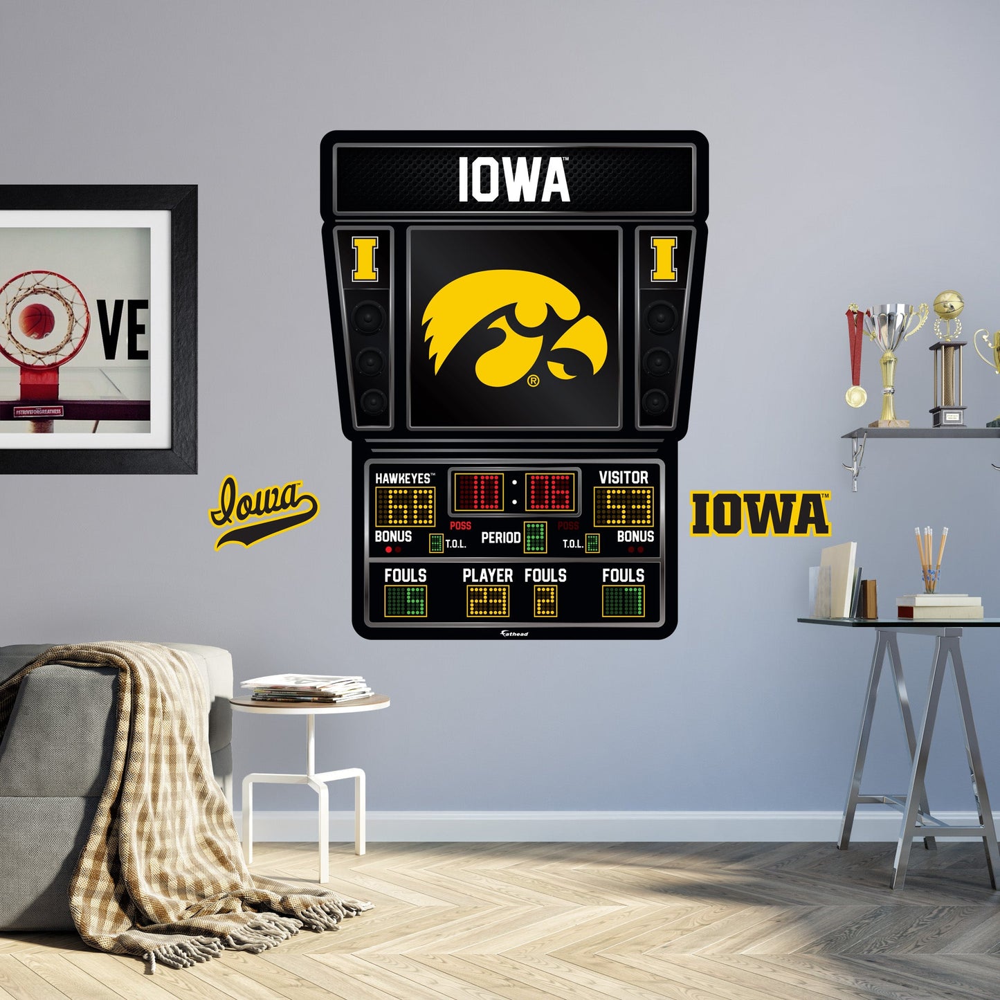 Iowa Hawkeyes:   Basketball Scoreboard        - Officially Licensed NCAA Removable     Adhesive Decal