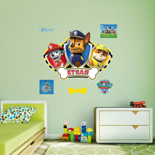 Paw Patrol: Chase, Rubble, Marshall Badges Personalized Name Icon        - Officially Licensed Nickelodeon Removable     Adhesive Decal