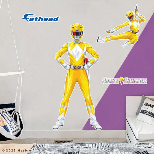 Power Rangers: Yellow Ranger RealBig        - Officially Licensed Hasbro Removable     Adhesive Decal