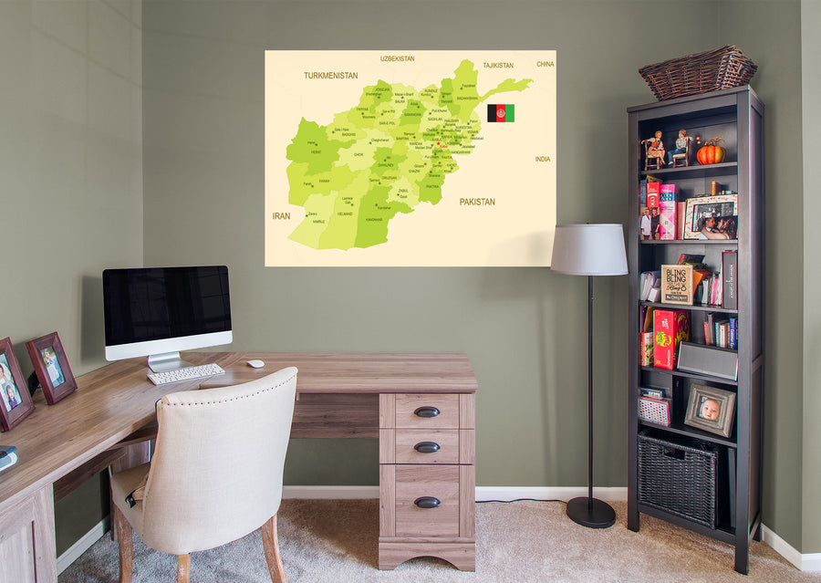 Maps of Asia: Afghanistan Mural        -   Removable Wall   Adhesive Decal