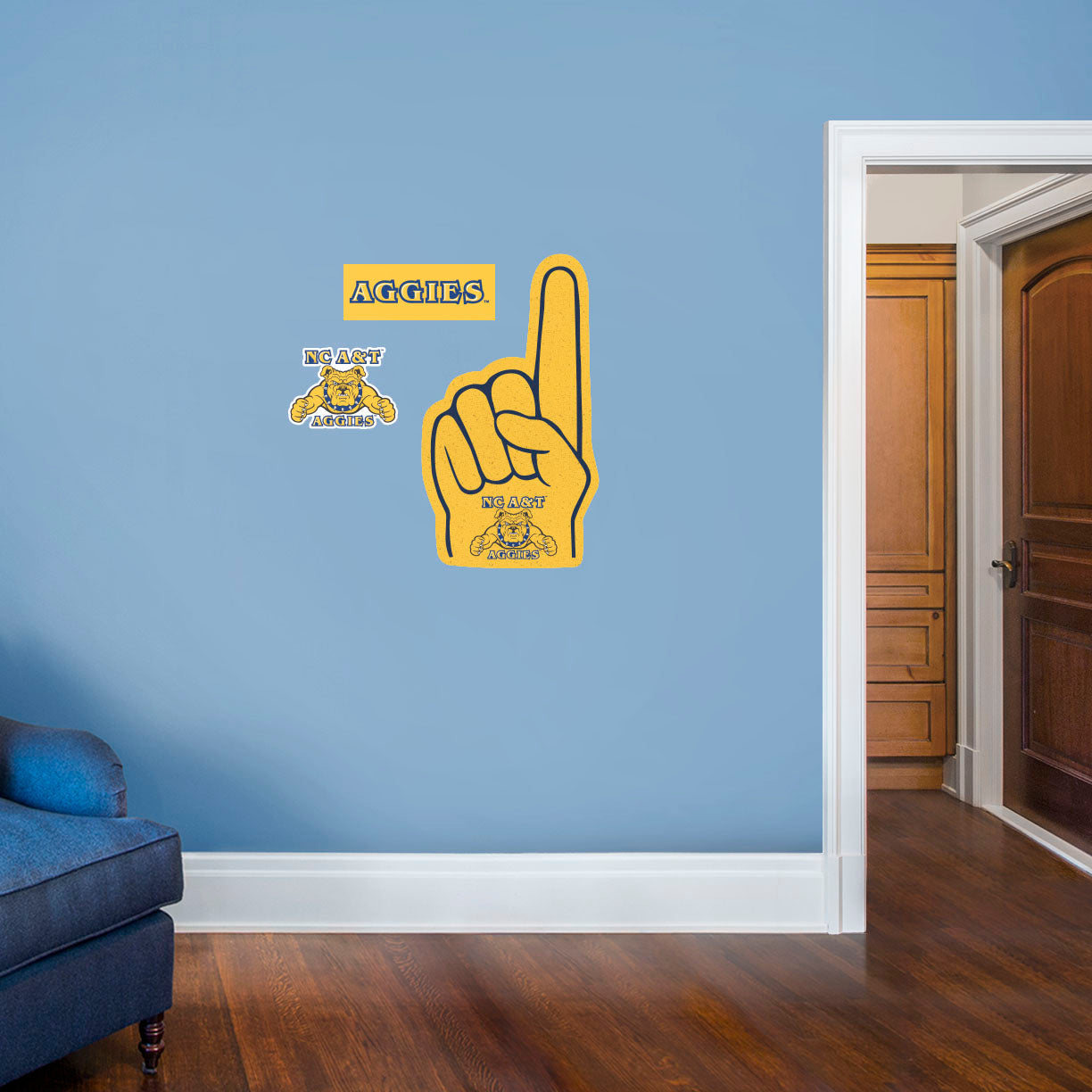 North Carolina A&T Aggies - RealBig Foam Finger Collection - Official NCAA - Reusable Vinyl Wall Decals