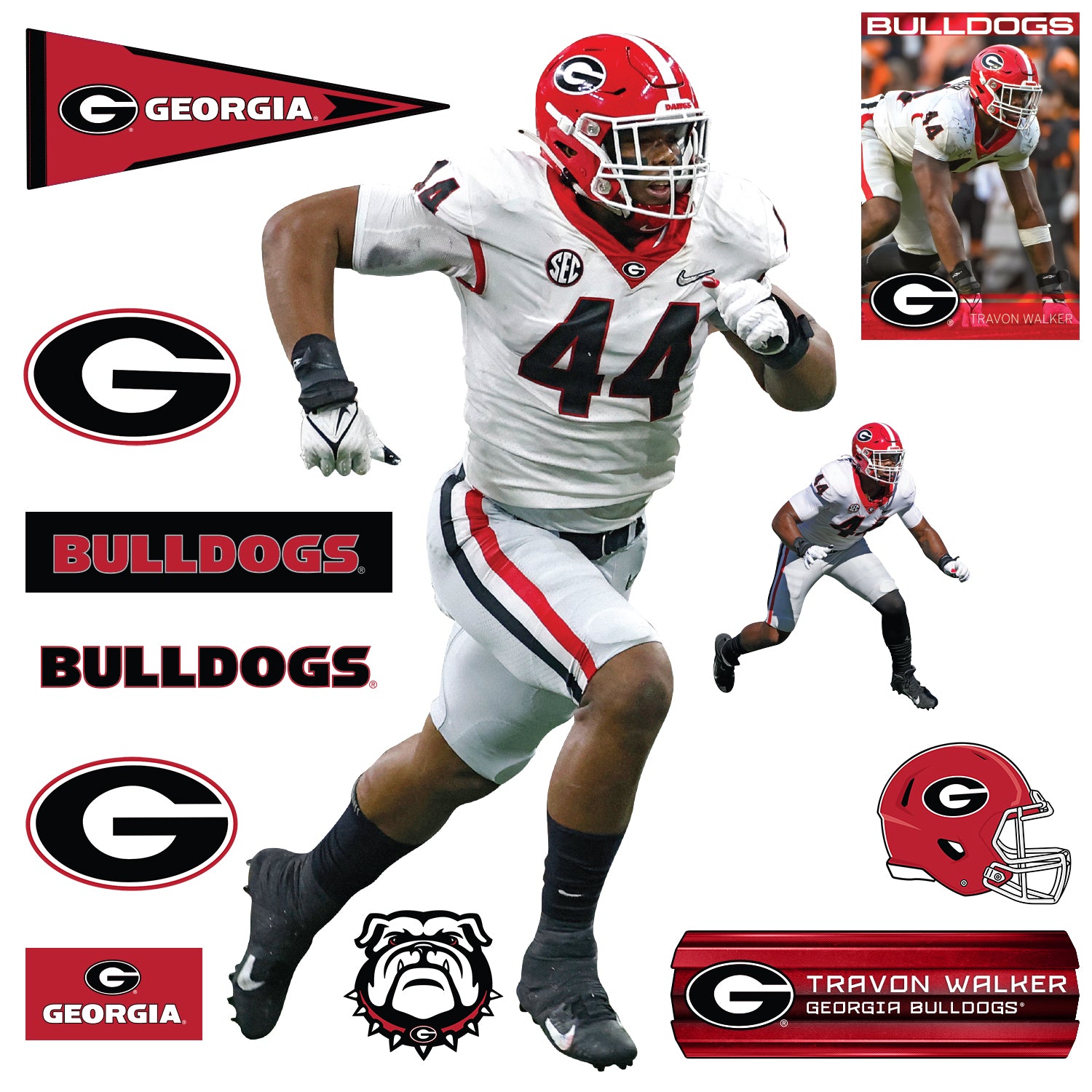 Fathead Nick Chubb Georgia Bulldogs 16-Pack Life-Size Removable Wall Decal