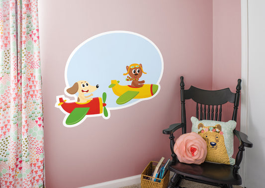 Nursery: Planes Two Friends Part 2 Dry Erase        -   Removable Wall   Adhesive Decal