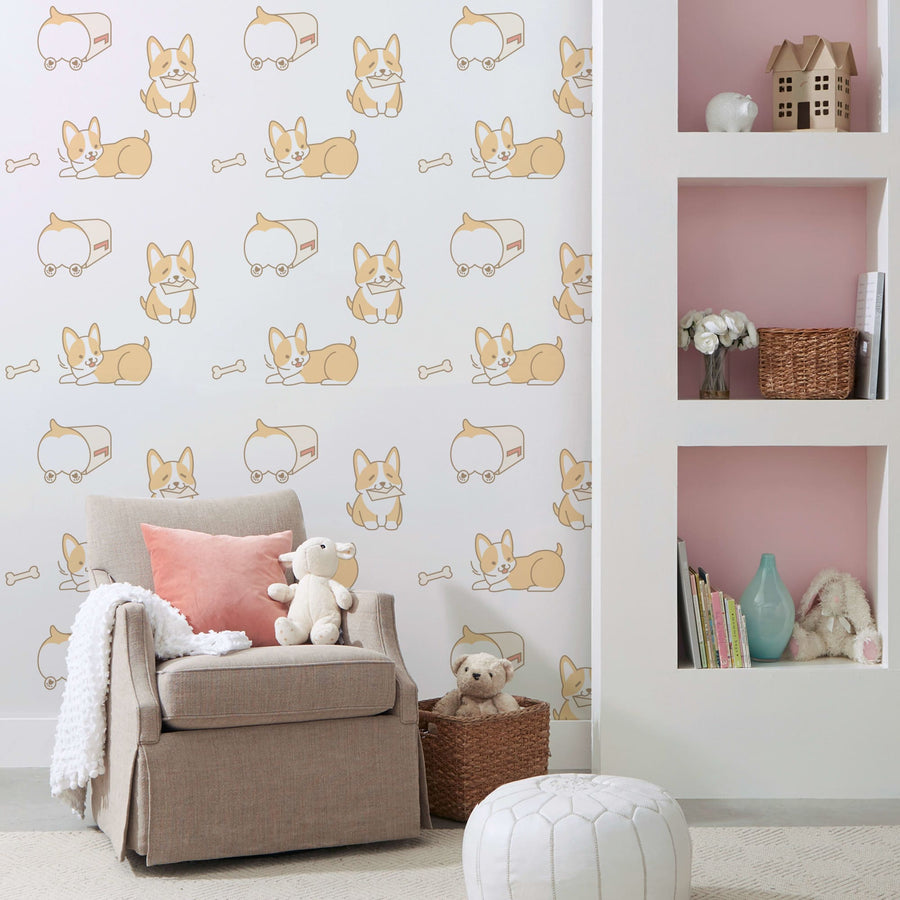 Corgis - Peel & Stick Wallpaper