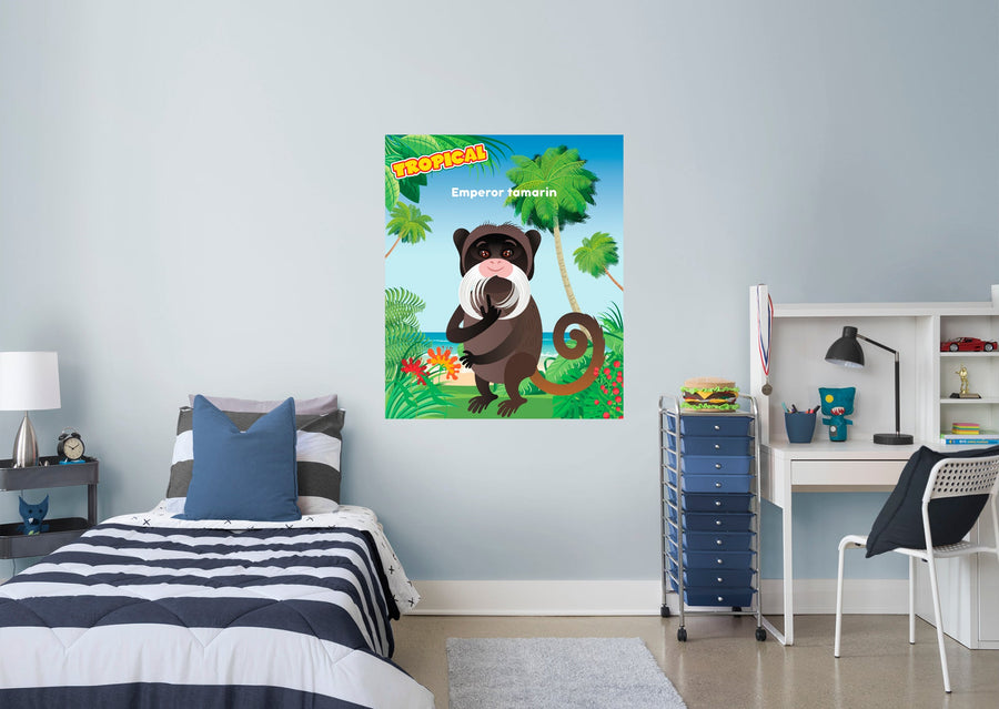 Jungle:  Emperor Tamarin Mural        -   Removable Wall   Adhesive Decal