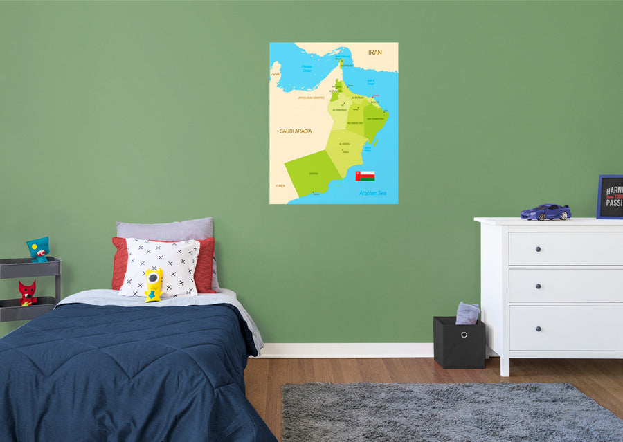 Maps of Asia: Oman Mural        -   Removable Wall   Adhesive Decal