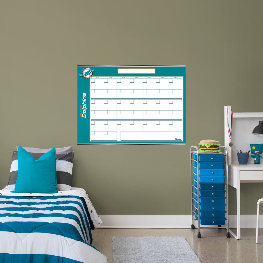 Miami Dolphins - Dry Erase Calendar - Official NFL - Reusable Vinyl Wall Decal