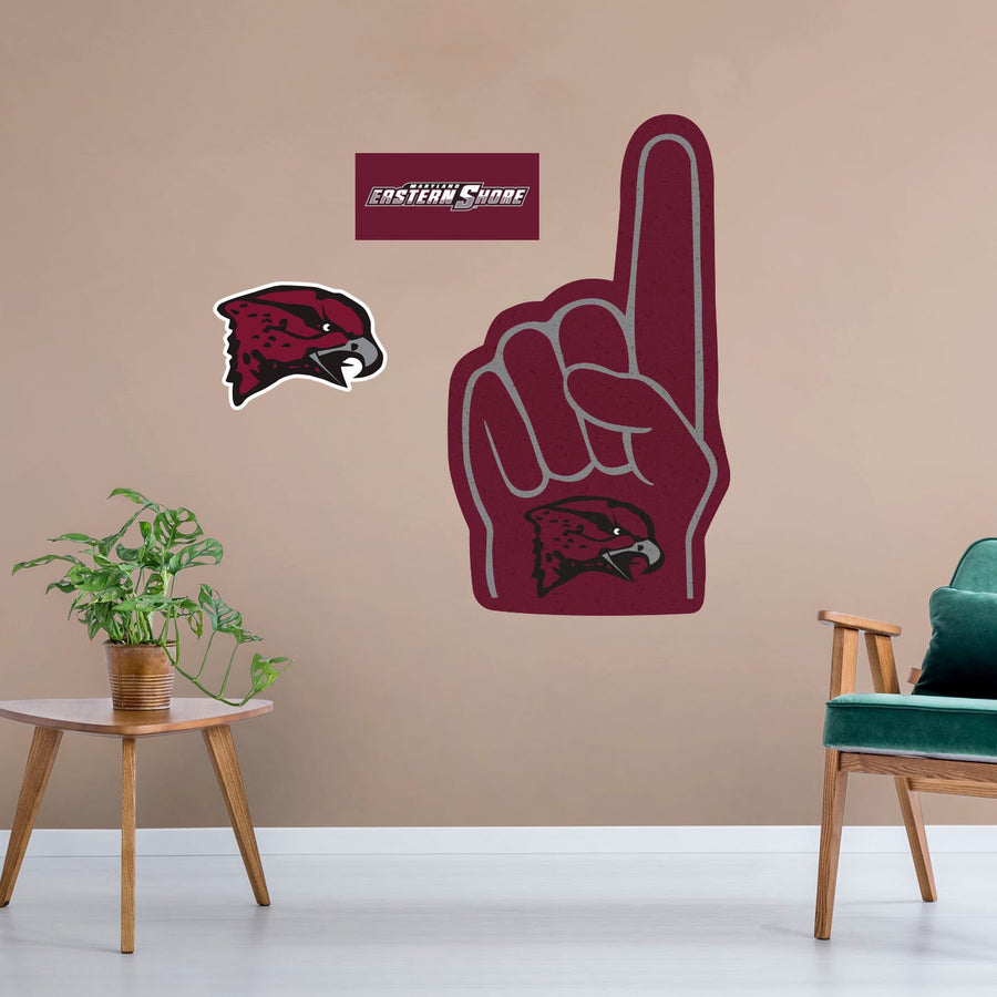 Maryland Eastern Shore Hawks - RealBig Foam Finger Collection - Official NCAA - Reusable Vinyl Wall Decals