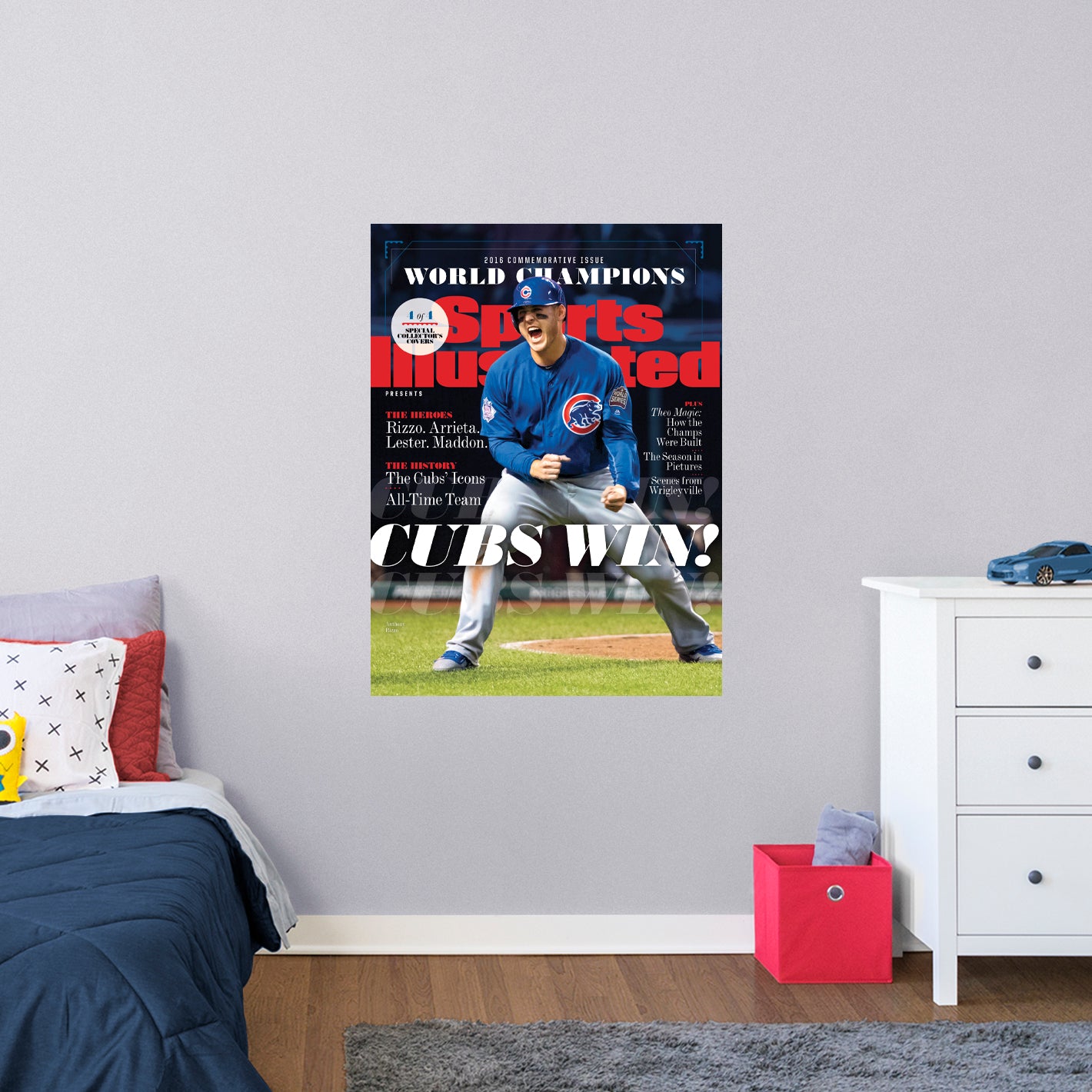 Chicago Cubs: Anthony Rizzo November 2016 Champions Commemorative Sports Illustrated Cover - Officially Licensed MLB Removable Adhesive Decal