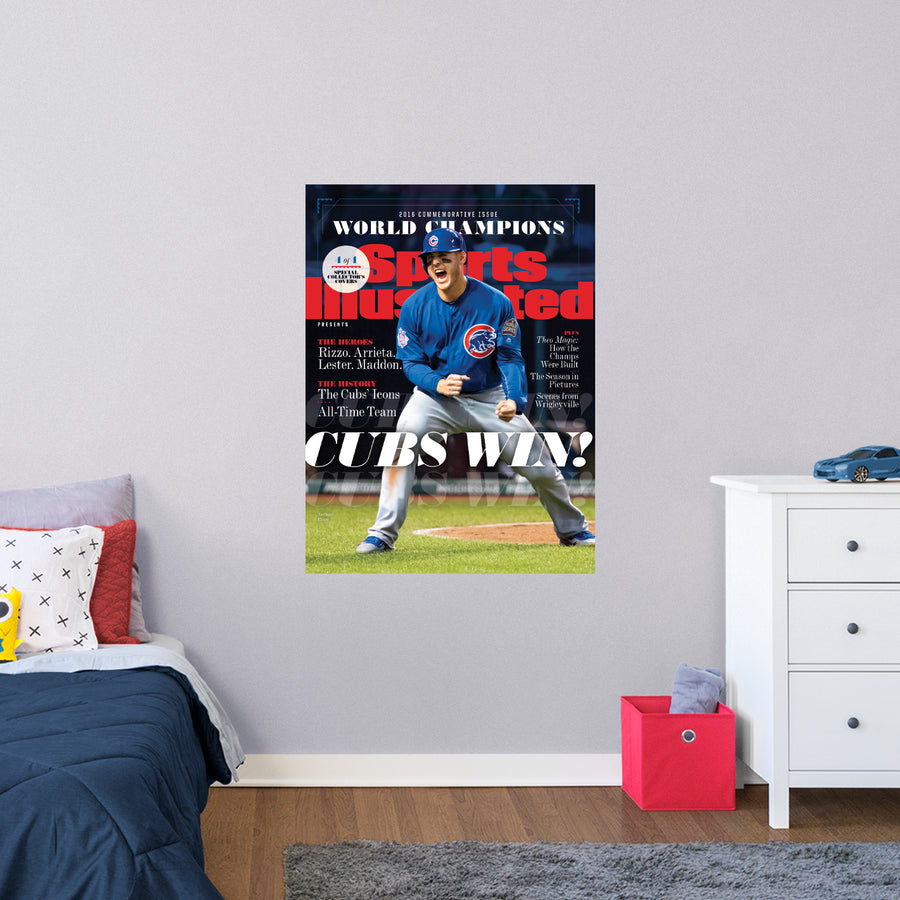 Anthony Rizzo - November 2016 Champions Commemorative Sports Illustrated Cover - Peel & Stick Poster - Official MLB - Chicago Cubs - Reusable Vinyl Wall Decal