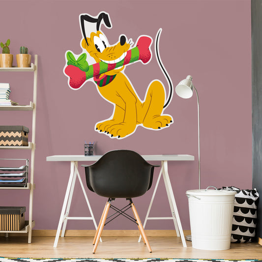 Festive Cheer: Pluto Holiday Real Big        - Officially Licensed Disney Removable     Adhesive Decal