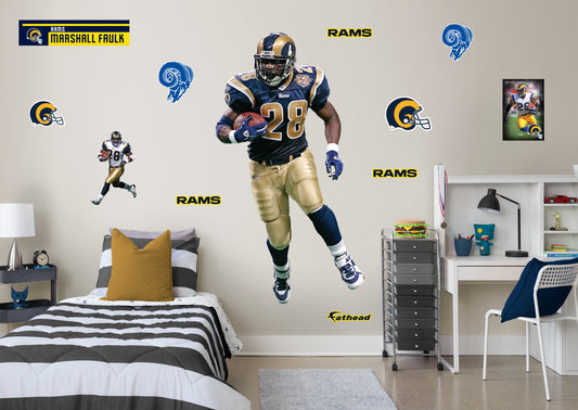 St. Louis Rams: Marshall Faulk  Legend        - Officially Licensed NFL Removable     Adhesive Decal