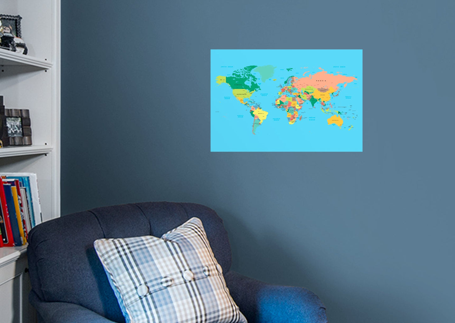 World Maps:  Classic World Map Mural        -   Removable Wall   Adhesive Decal