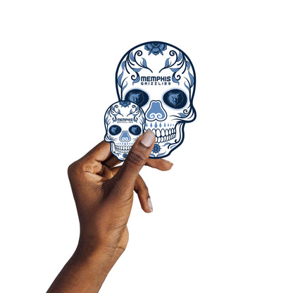 Memphis Grizzlies - 5 Sugar Skull Logo Minis (Mixed Sizes) - Official NBA - Reusable Vinyl Decals