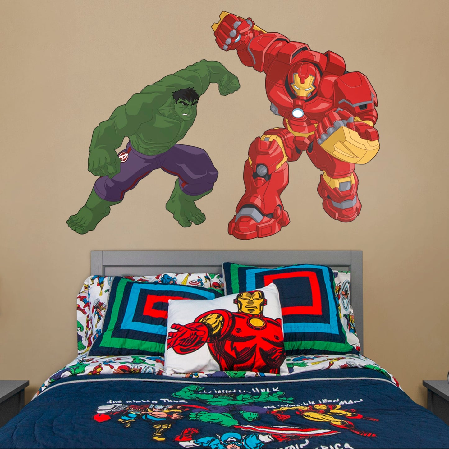 Hulk v Hulkbuster Cartoon: Avengers Assemble - Officially Licensed Removable Wall Decal