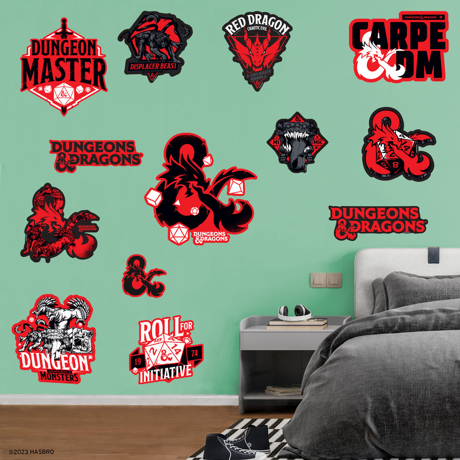 Dungeons & Dragons - RealBig Core Badges Collection - Official Hasbro - Reusable Vinyl Wall Decals