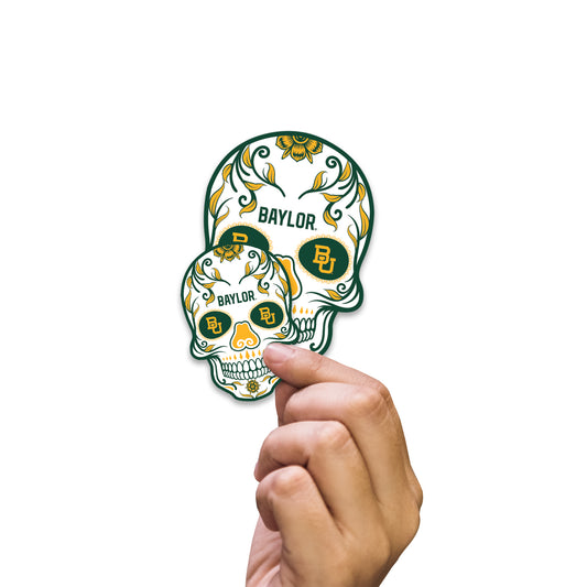 Sheet of 5 -Baylor Bears:   Skull Minis        - Officially Licensed NCAA Removable     Adhesive Decal