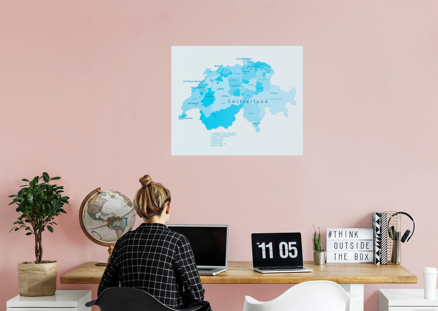 Maps of Europe: Switzerland Mural        -   Removable Wall   Adhesive Decal
