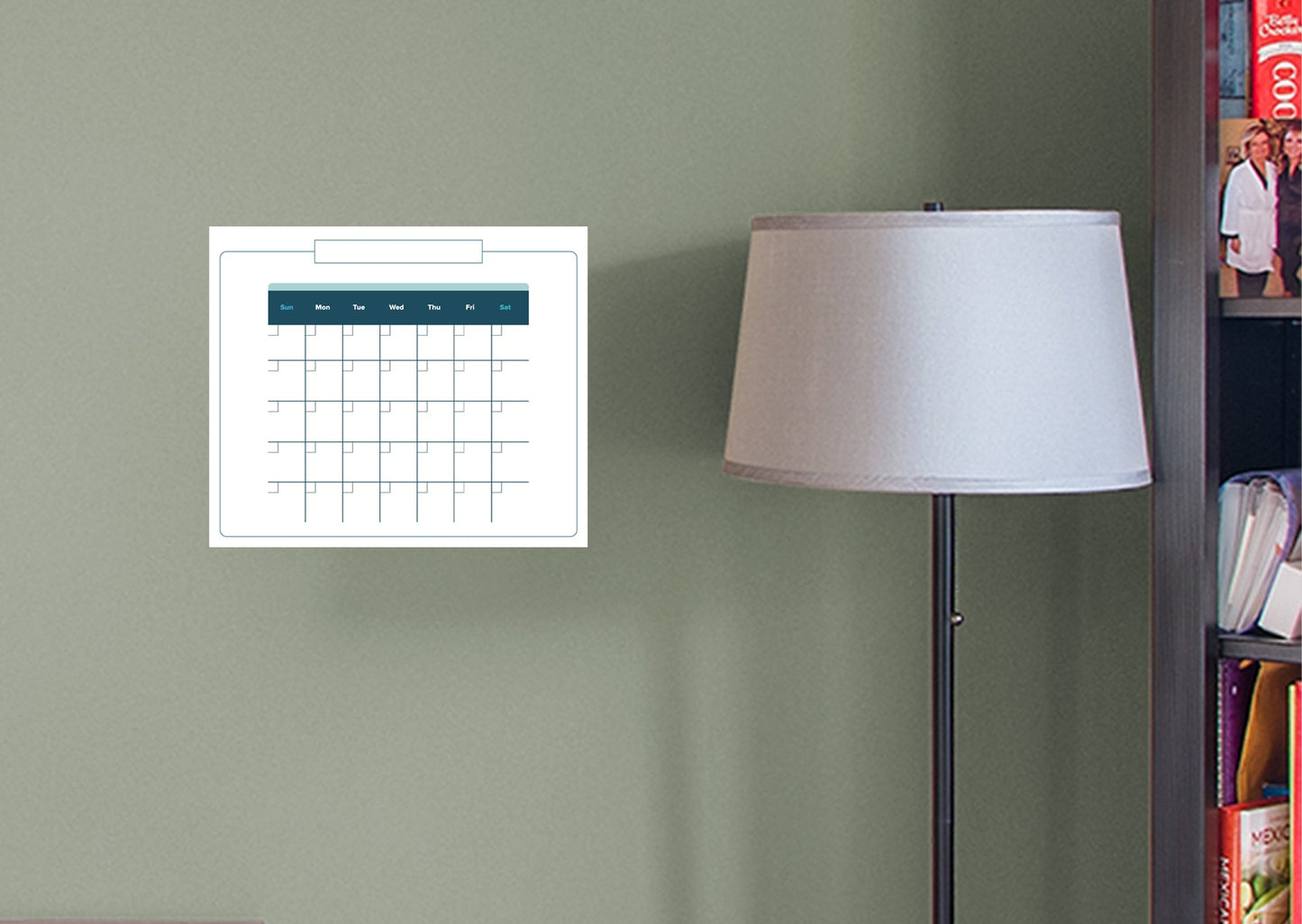Calendars: Touch of Blue Modern One Month Calendar Dry Erase - Removable Adhesive Decal